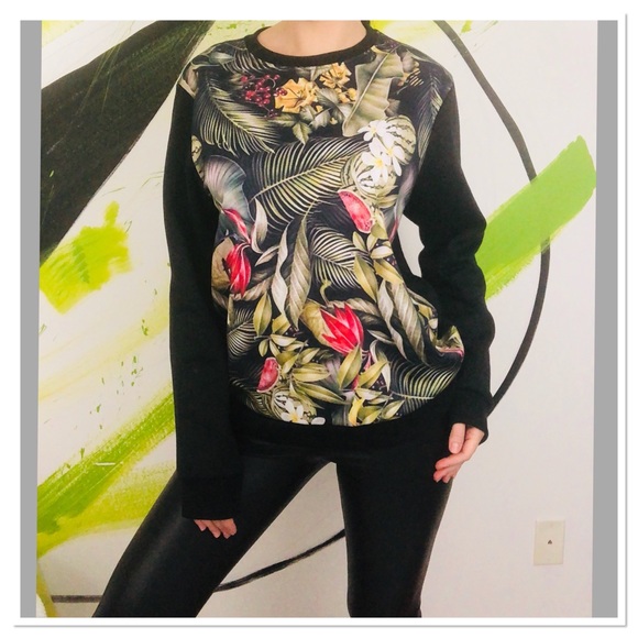 ASOS Tops - ASOS Floral Print Fleece oversized sweatshirt